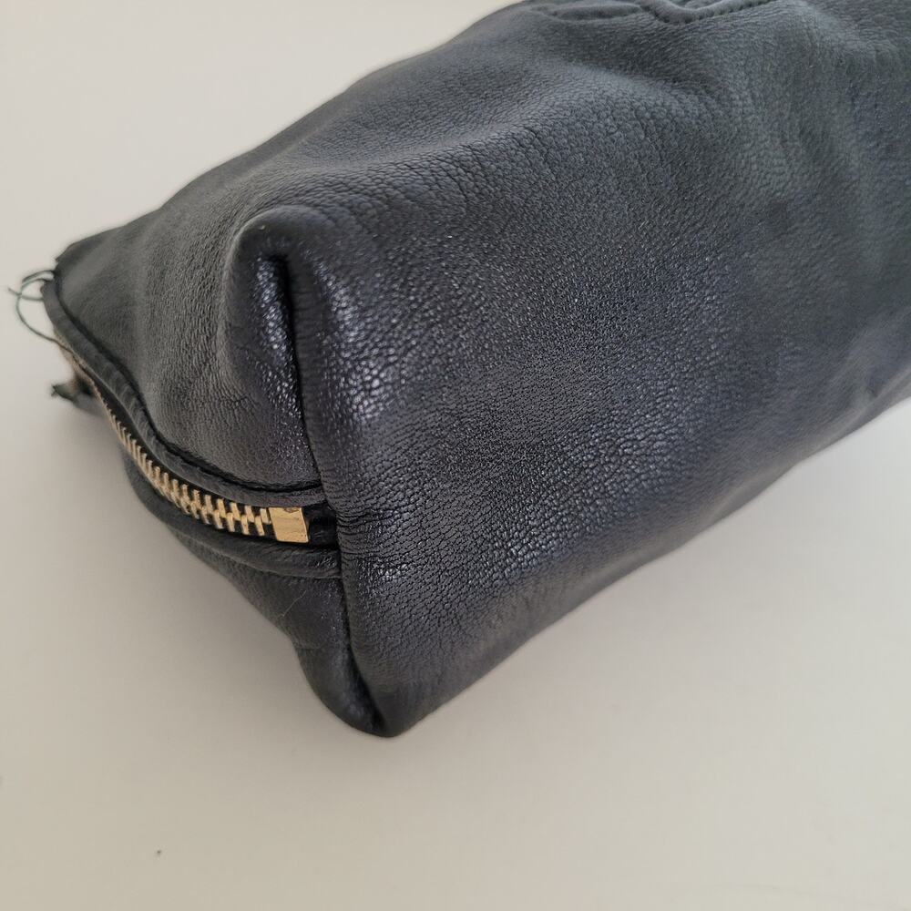 Vintage Yves Saint Laurent YSL Black Leather Cosmetic Pouch Clutch Bag Italy - Picture 12 of 16